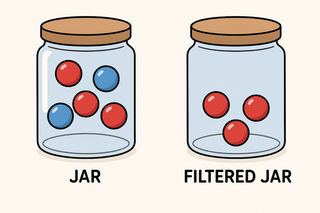 conditional probability: red and blue ball jar example